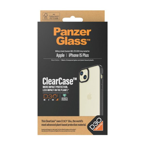 iPhone 15 Plus Cover PanzerGlass D3O Bio ClearCase - Sort Kant Cheap