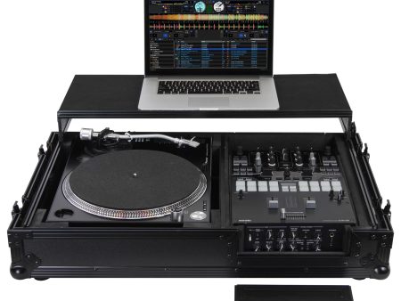 Odyssey FZGS1BM10WBL Reversible Format DJ Mixer and One Battle Position Turntable Coffin Flight Case w Glide Platform - 10″ (Black) Supply