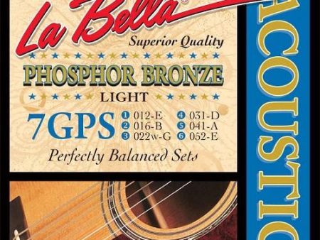 La Bella 7GPS Phosphor Bronze Acoustic Guitar Strings - Light 12-52 For Sale