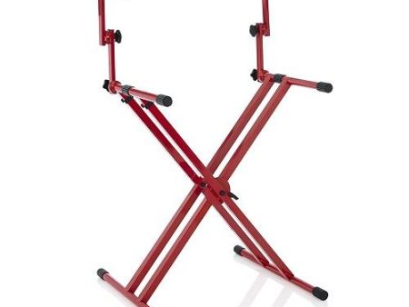 Gator Frameworks GFW-KEY-5100XRED Deluxe 2-Tier X-Style Keyboard Stand - Nord Red For Discount