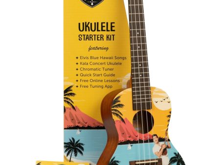 Kala LTP-C-EBH Learn To Play Elvis Blue Hawaii Concert Ukulele Starter Kit Online Sale