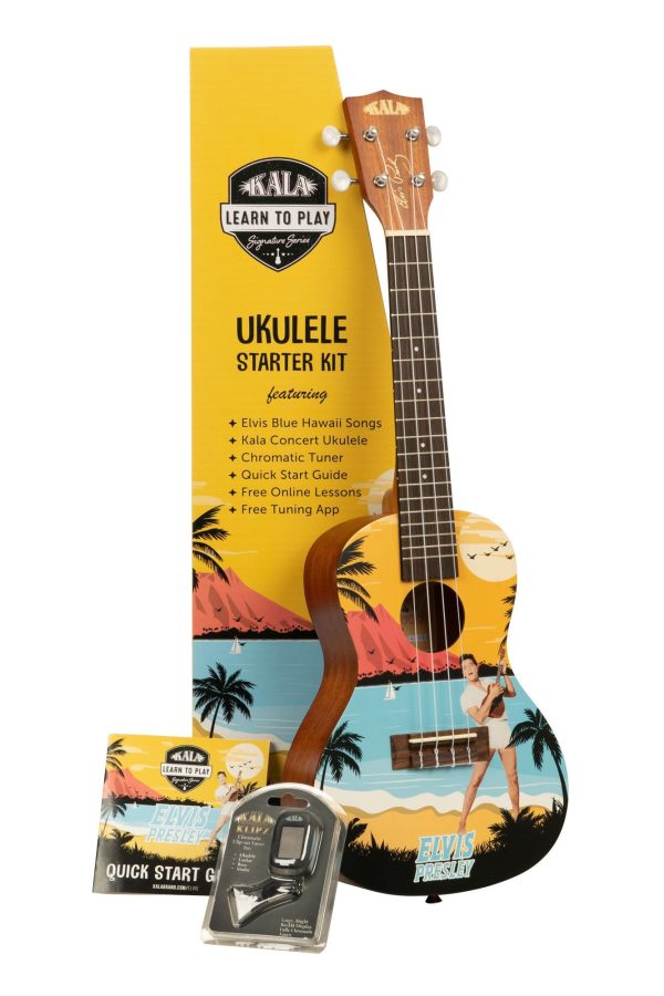 Kala LTP-C-EBH Learn To Play Elvis Blue Hawaii Concert Ukulele Starter Kit Online Sale