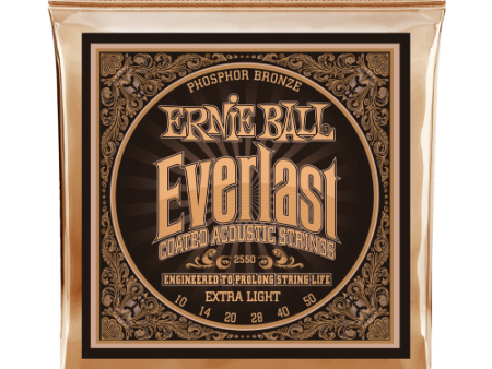 Ernie Ball 2550EB Everlast Coated Acoustic Guitar Strings Phosphor Bronze Extra Light 010 - 050 For Sale