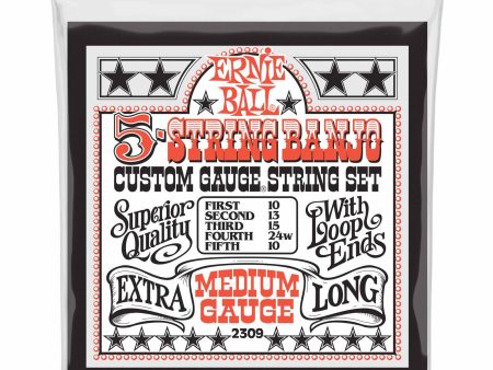 Ernie Ball 2309EB 5-String Banjo Custom Gauge String Set 10-13-15-24w-10 Online Hot Sale