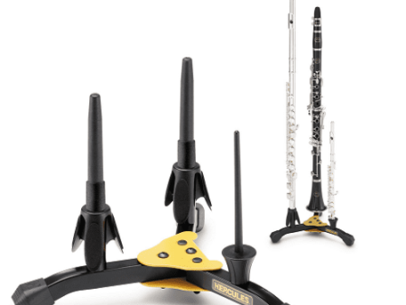 Hercules DS543BB 2 Clarinetsflutes And 1 Piccolo Stand W Bag on Sale